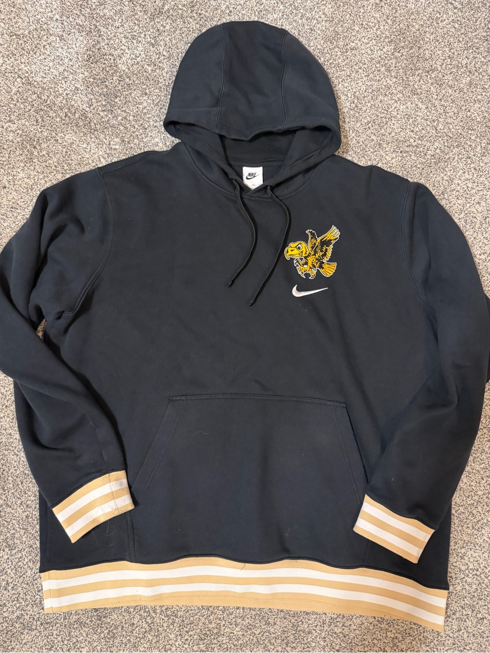 Nike Black Hoodie with Yellow Eagle and White Swoosh